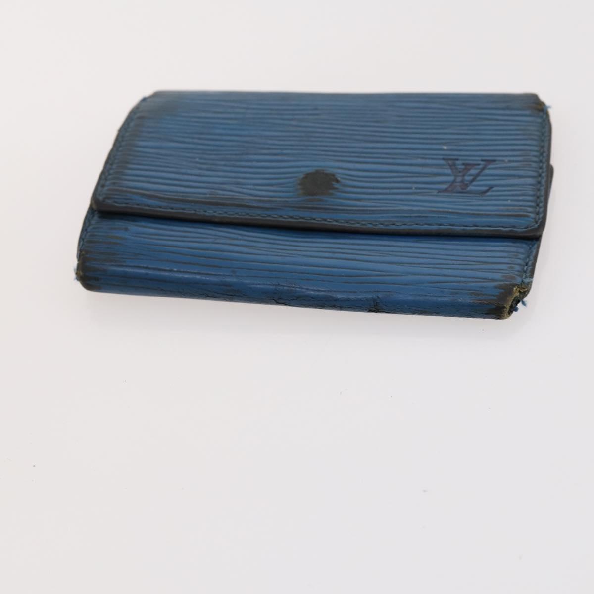 LOUIS VUITTON Epi Monogram Key Case Wallet 5 Set Blue LV Auth BA11175