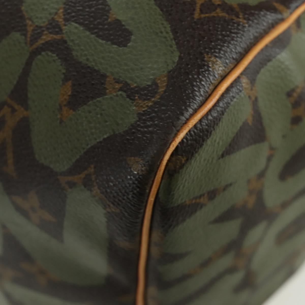 LOUIS VUITTON Monogram Graffiti Keepall 50 Bag Khaki M92196 LV Auth BA11179SAV