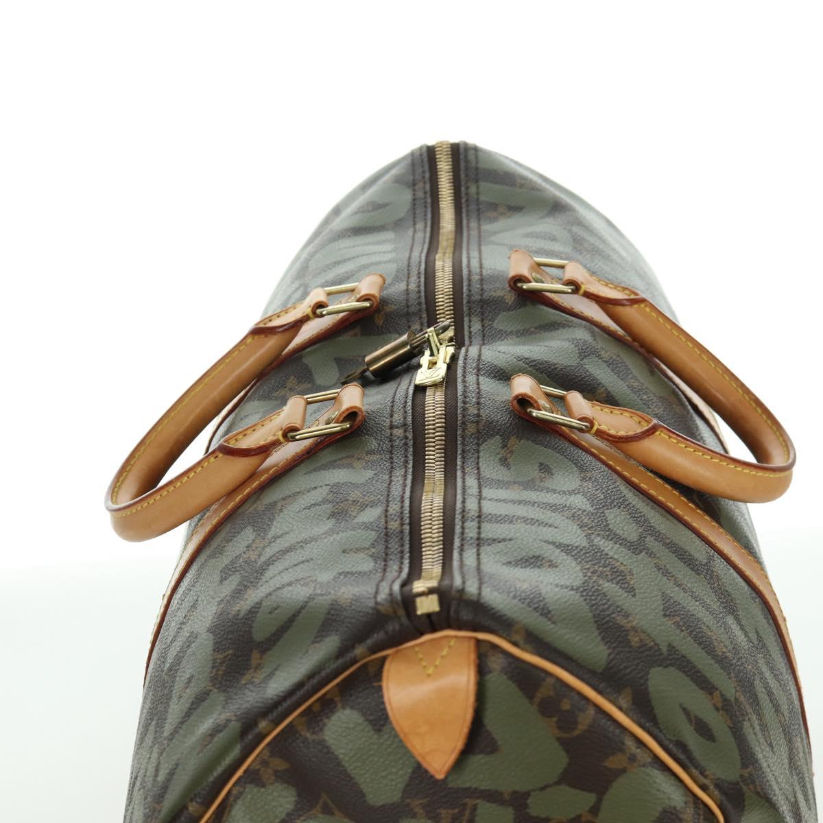 LOUIS VUITTON Monogram Graffiti Keepall 50 Bag Khaki M92196 LV Auth BA11179SAV