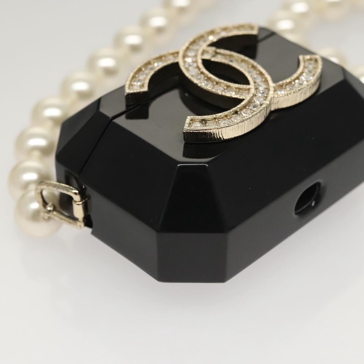 CHANEL Airpods case Shoulder plastic Black CC Auth BA1117AM