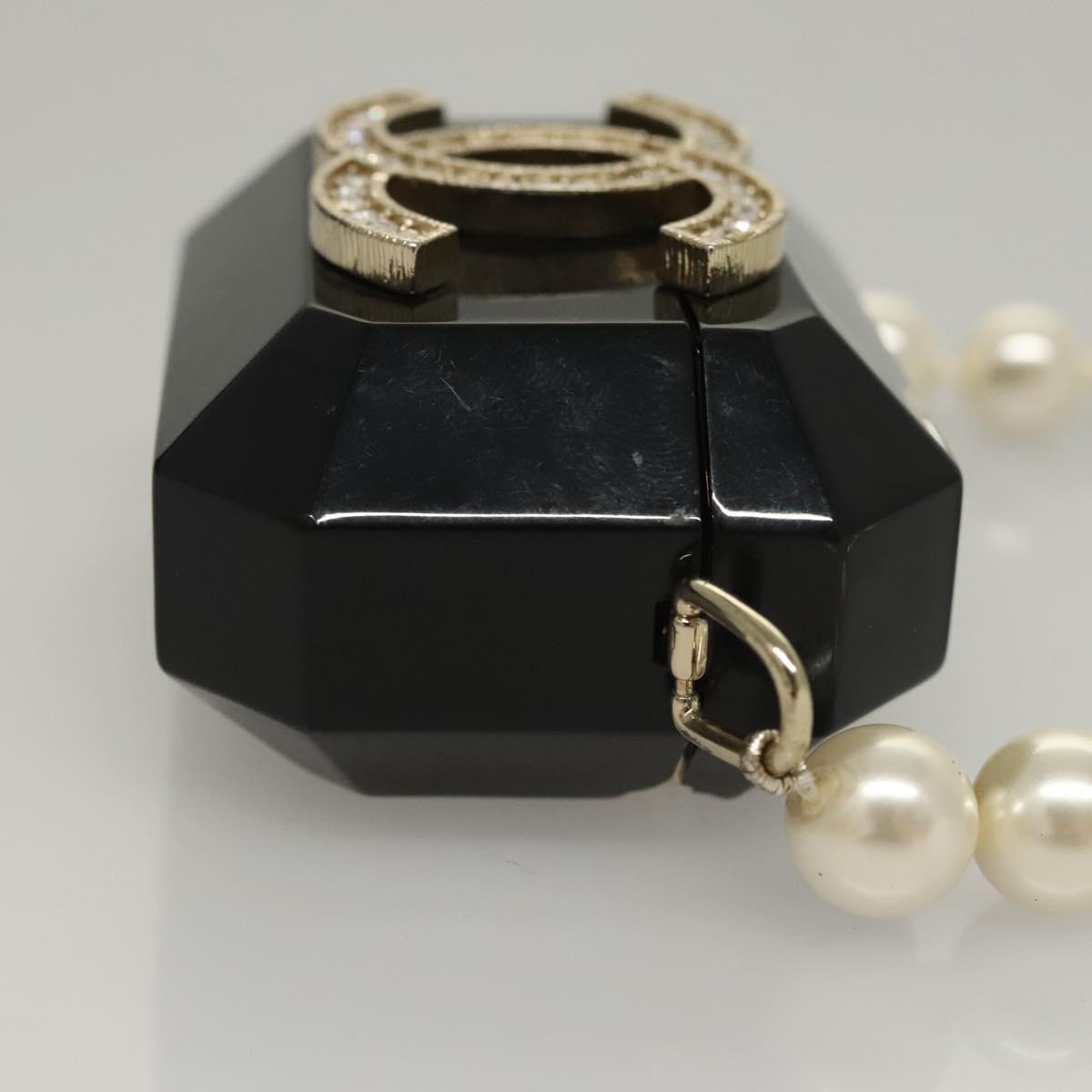 CHANEL Airpods case Shoulder plastic Black CC Auth BA1117SM