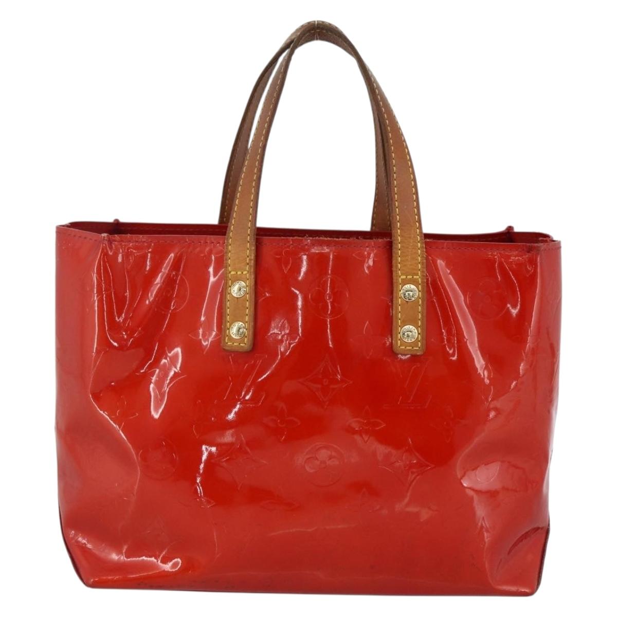 LOUIS VUITTON Monogram Vernis Reade PM Hand Bag Red Rouge M91088 LV Auth BA11201