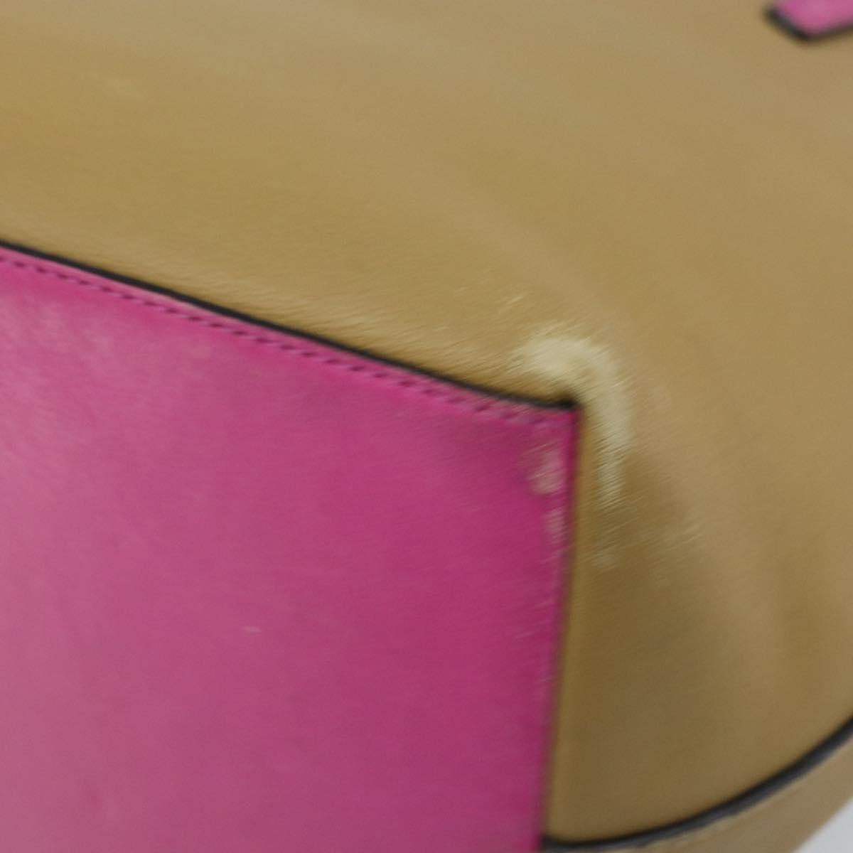 LOEWE Tote Bag Leather Beige Gold Auth BA11205