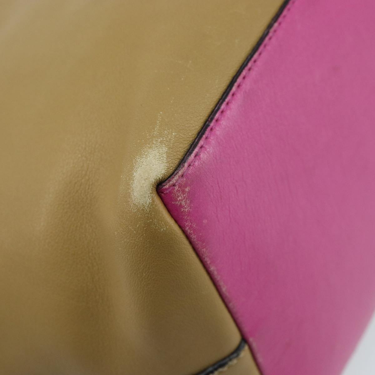 LOEWE Tote Bag Leather Beige Gold Auth BA11205
