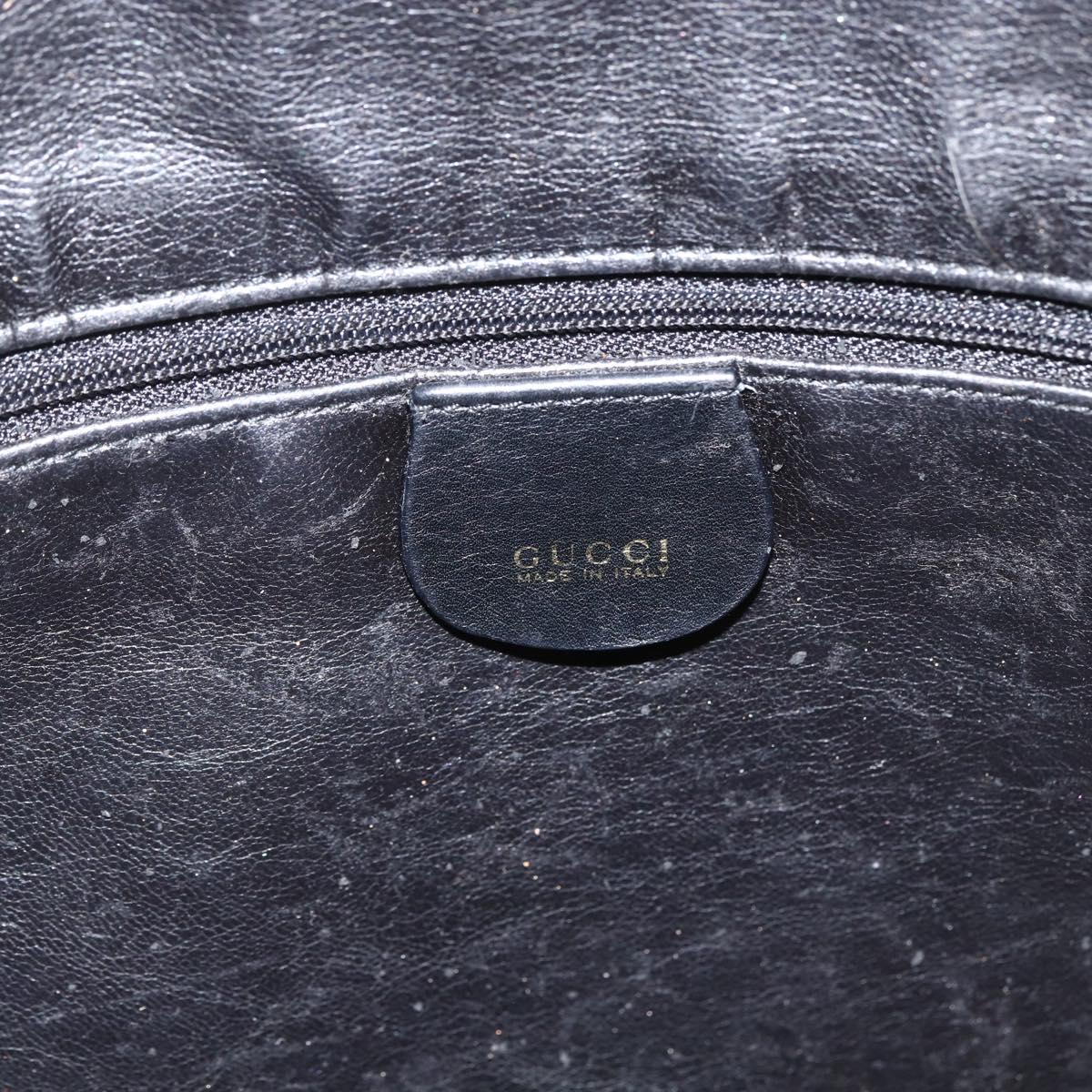 GUCCI Bamboo Shoulder Bag Leather 2way Black Gold 001 200182 1577 Auth BA11211