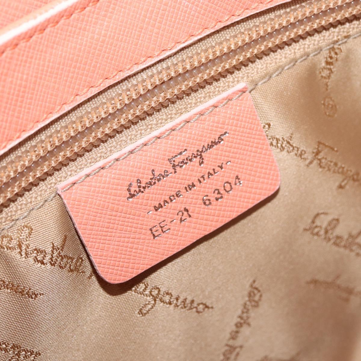 Salvatore Ferragamo Gancini Shoulder Bag Leather Pink Silver Auth BA11212