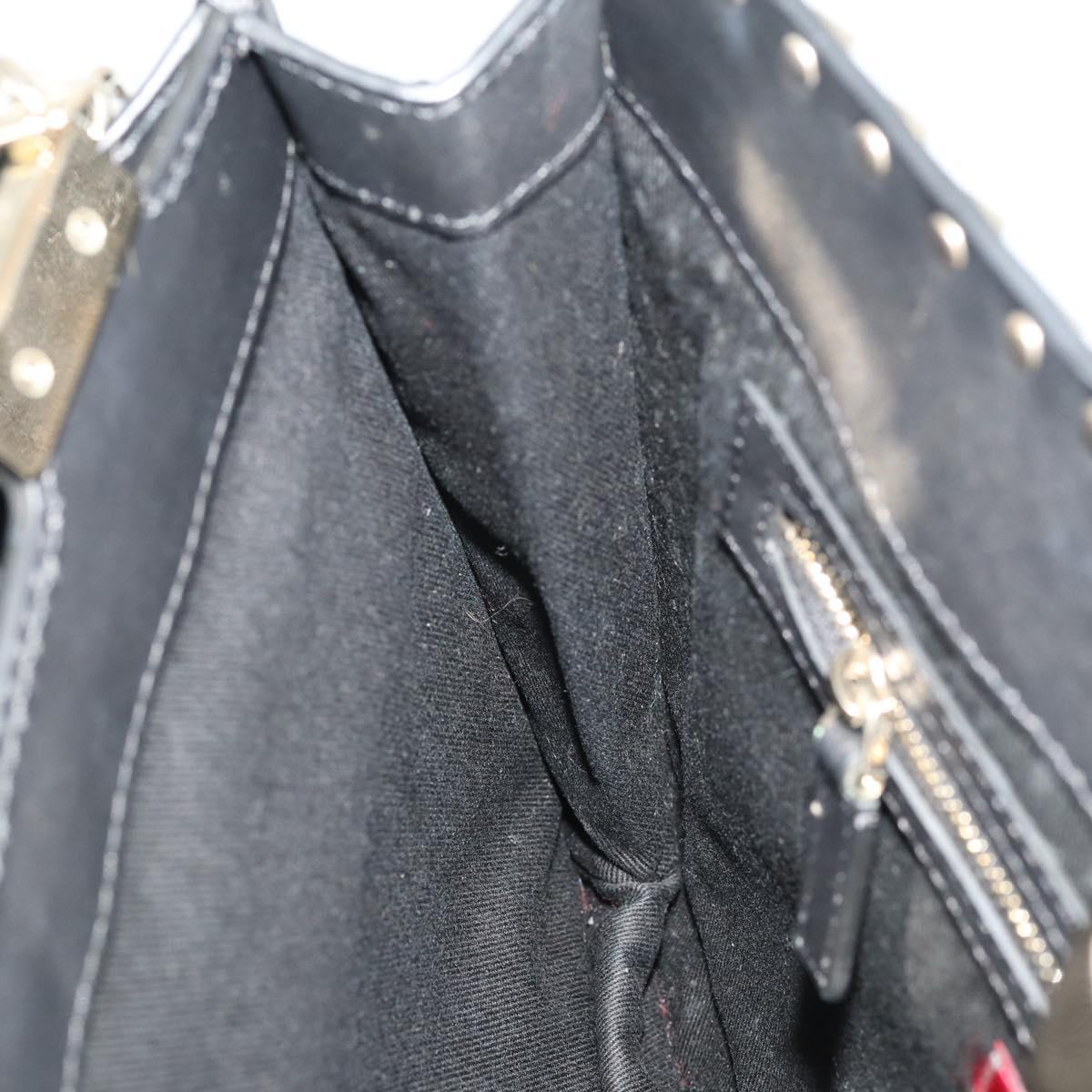 VALENTINO Rock studs Shoulder Bag Leather Black Gold Auth BA11213A