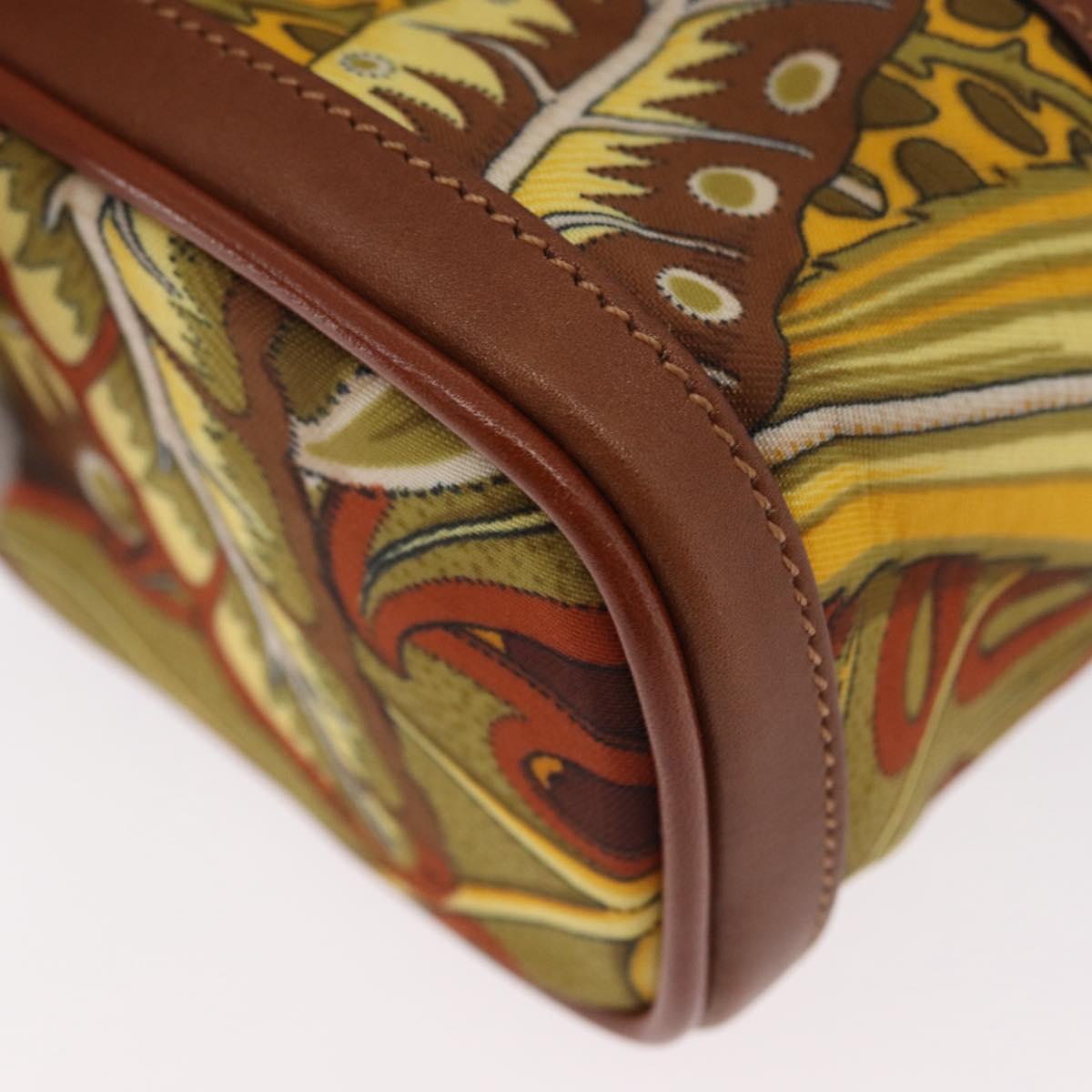 Salvatore Ferragamo Gancini Mini Vanity Pouch Nylon Yellow Gold Auth BA11214