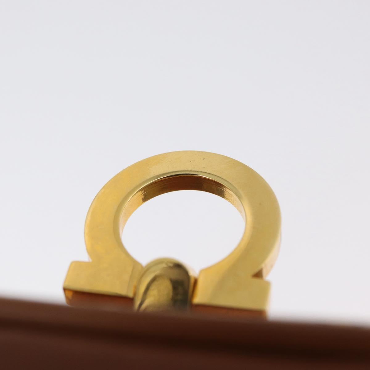 Salvatore Ferragamo Gancini Mini Vanity Pouch Nylon Yellow Gold Auth BA11214