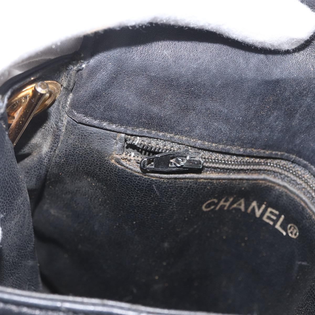 CHANEL Matelasse Chain Shoulder Bag Lamb Skin Black Gold CC Auth BA11216
