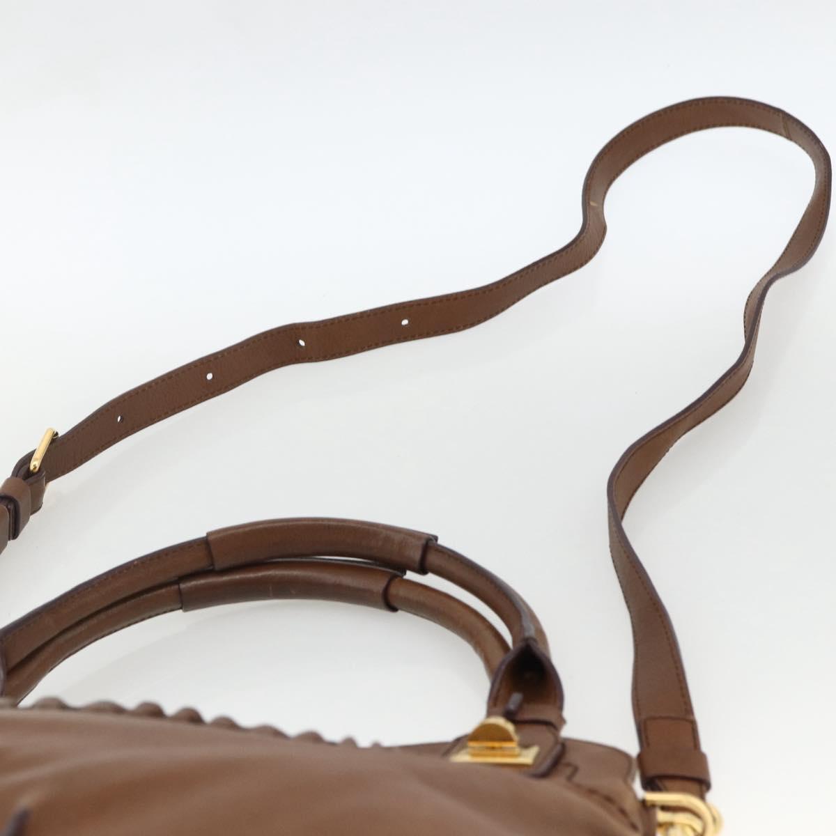 Chloe Margaret Hand Bag Leather 2way Brown Gold Auth BA11217