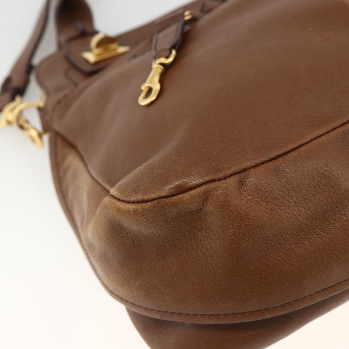 Chloe Margaret Hand Bag Leather 2way Brown Gold Auth BA11217