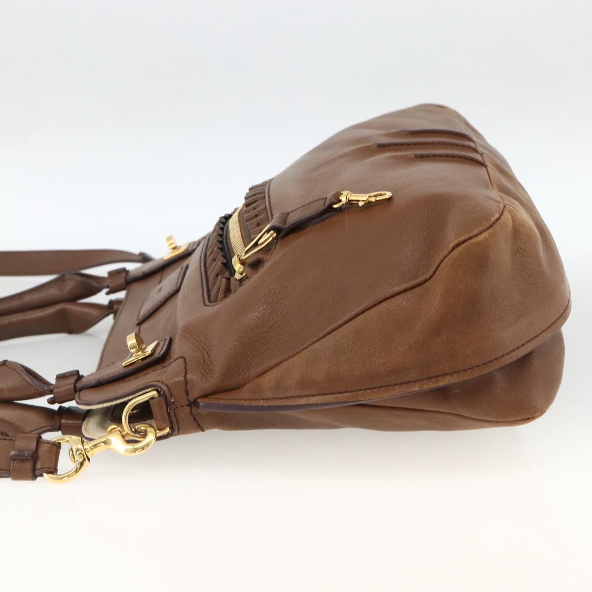 Chloe Margaret Hand Bag Leather 2way Brown Gold Auth BA11217
