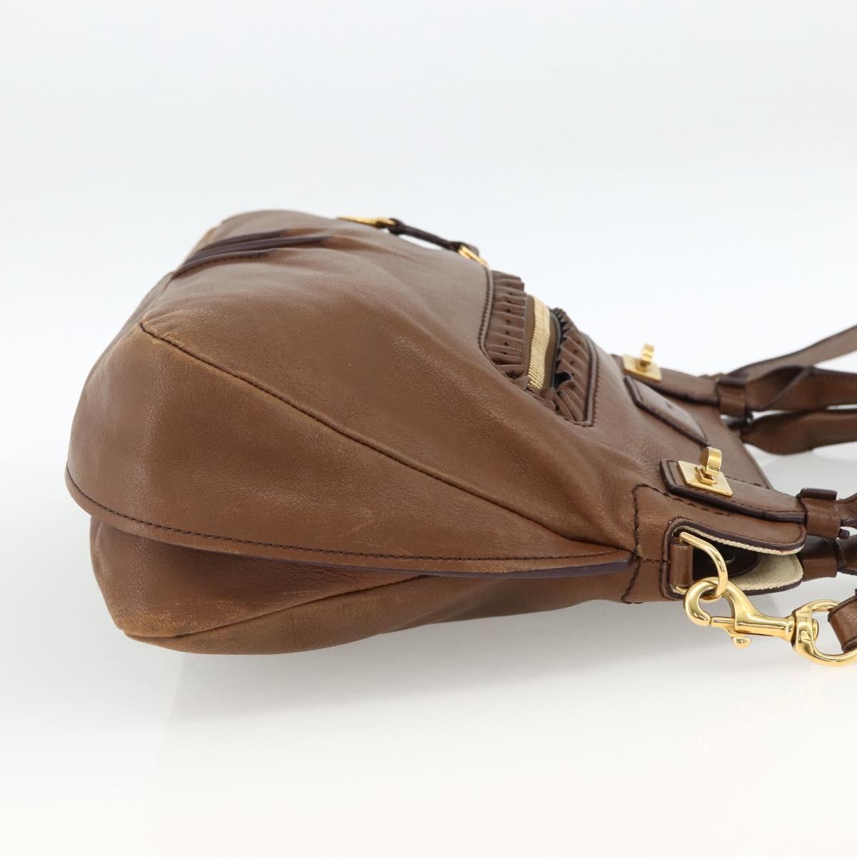 Chloe Margaret Hand Bag Leather 2way Brown Gold Auth BA11217