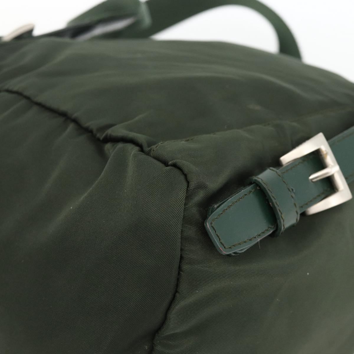 PRADA Backpack Nylon Green Silver Auth BA11221