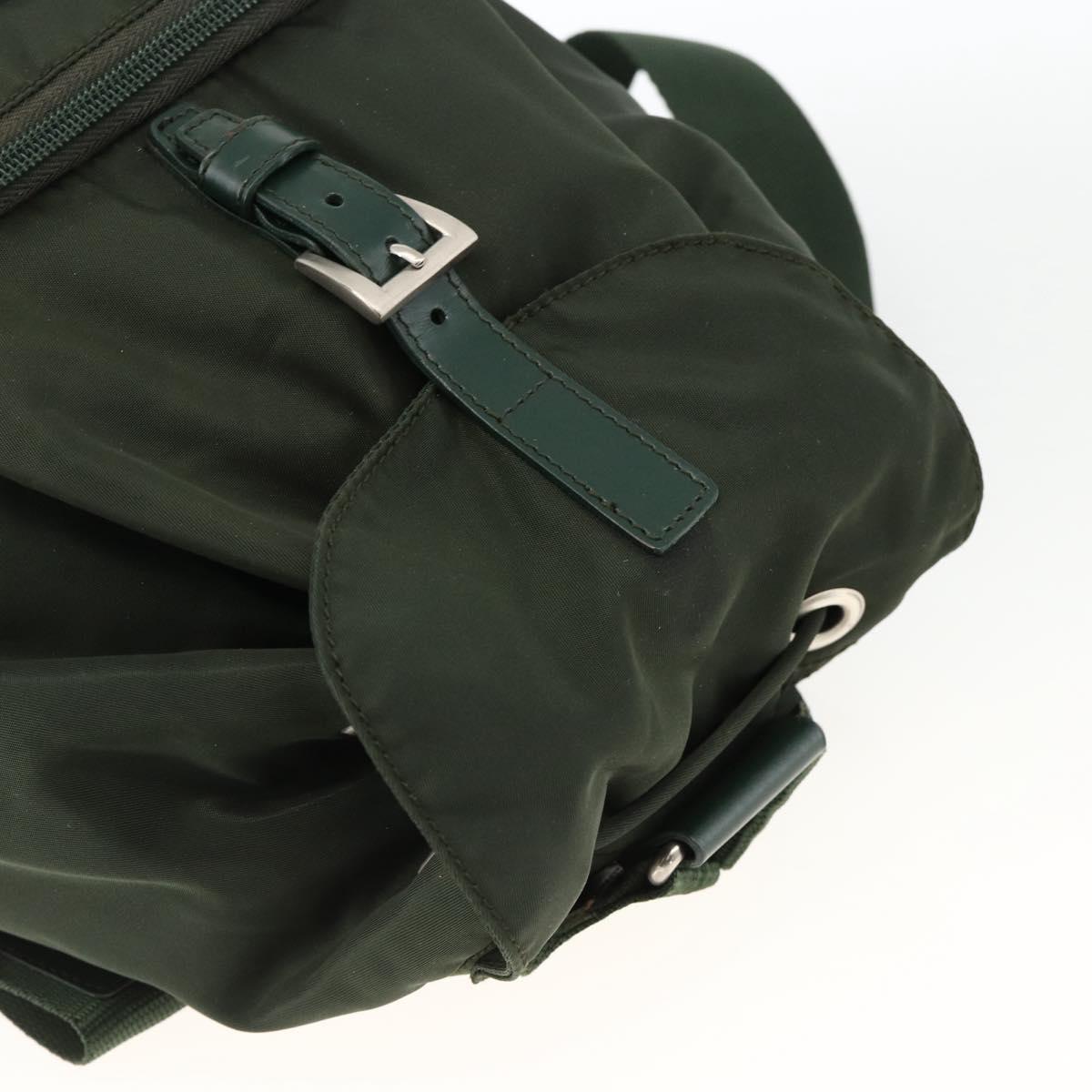 PRADA Backpack Nylon Green Silver Auth BA11221
