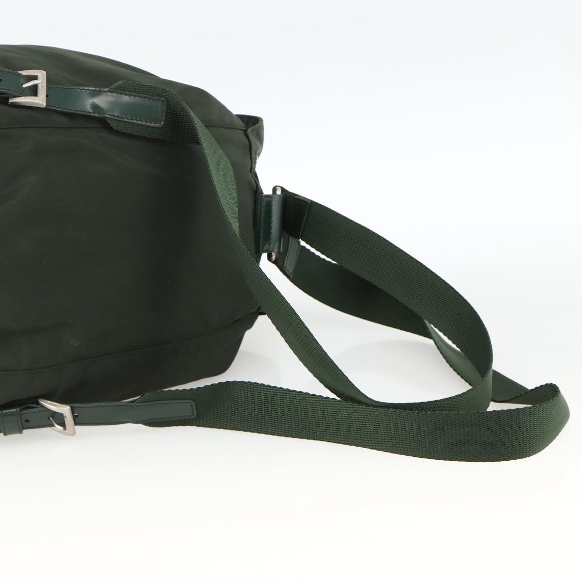 PRADA Backpack Nylon Green Silver Auth BA11221