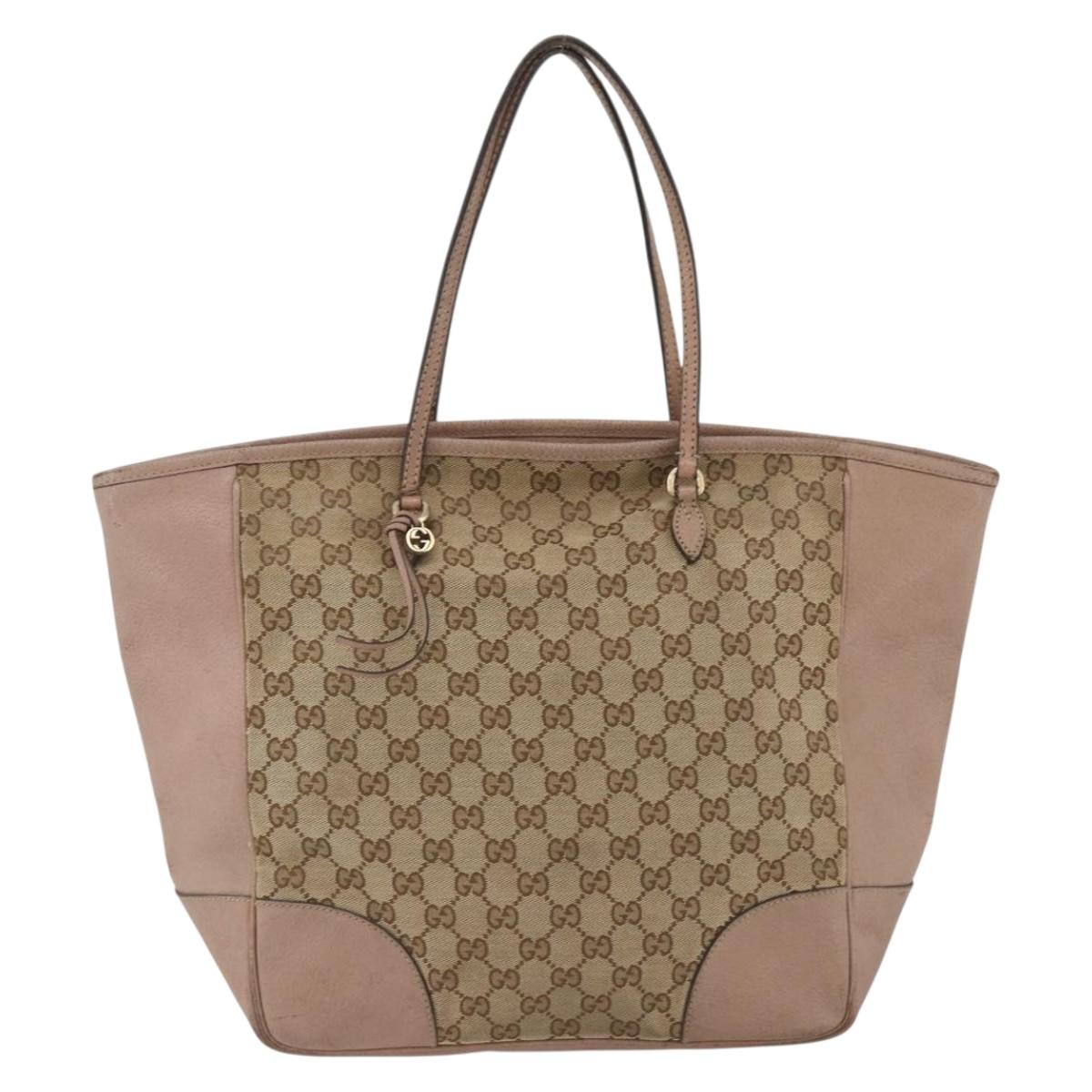 GUCCI GG Canvas Brie Tote Bag Beige Gold 323671 Auth BA11225