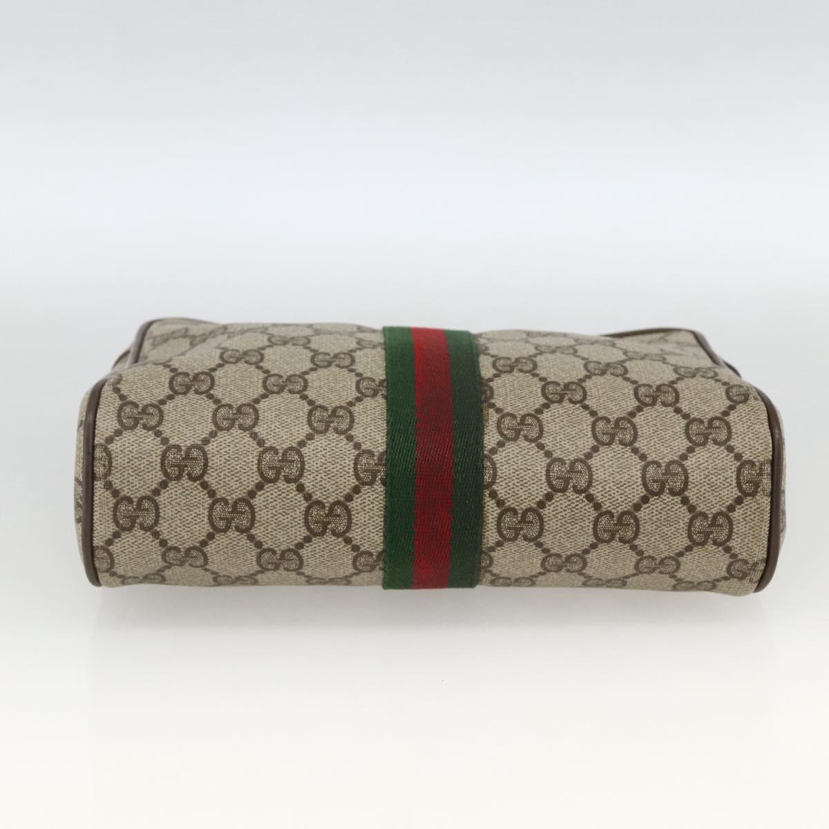 GUCCI GG Supreme Web Sherry Line Clutch Bag PVC Beige 89 01 012 Auth BA11226