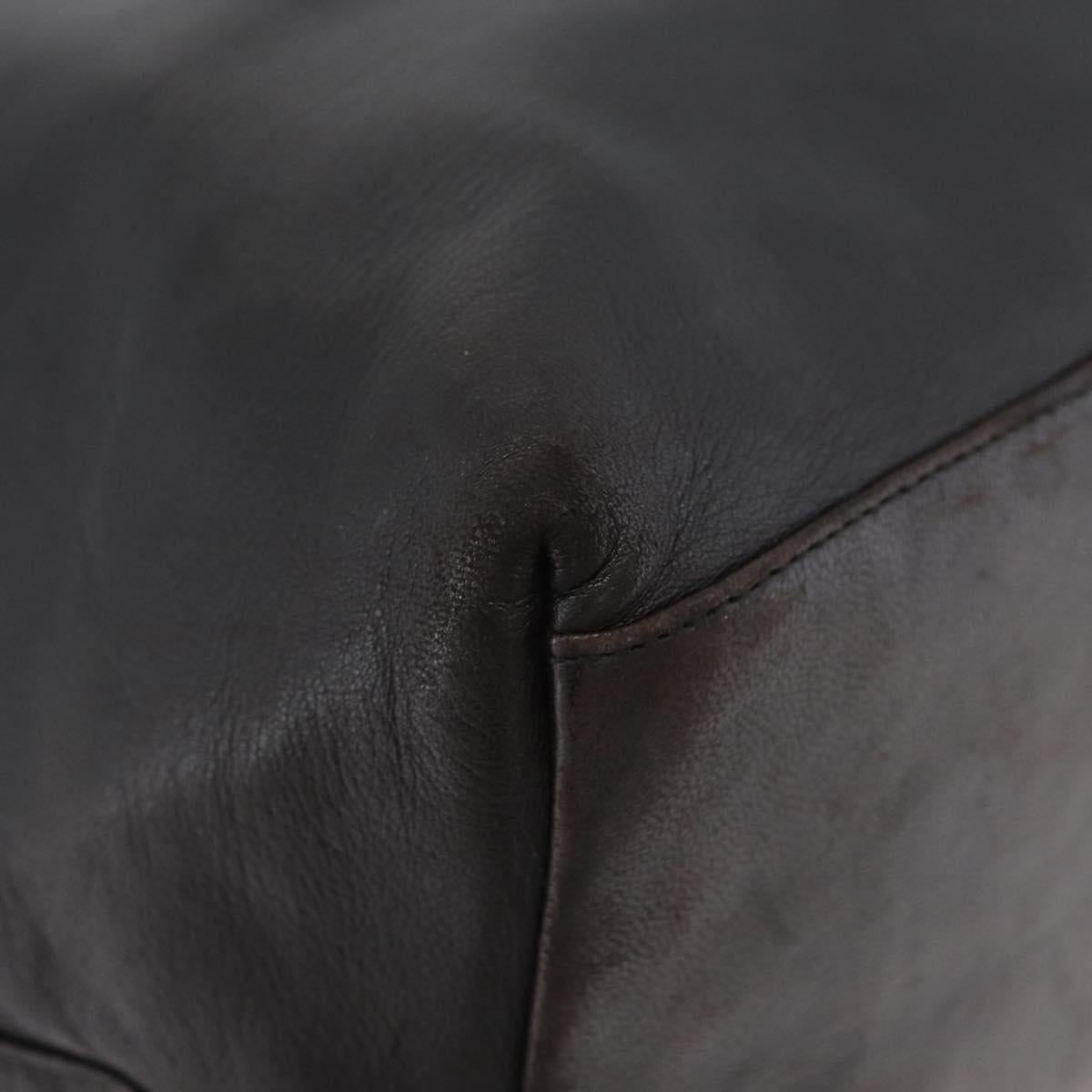 Salvatore Ferragamo Vala Chain Shoulder Bag Leather Black Silver Auth BA11227