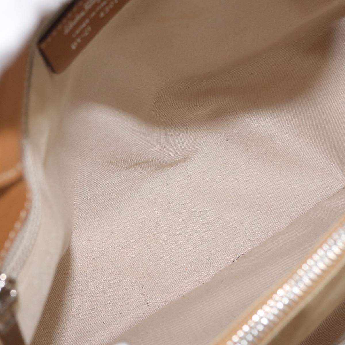 Salvatore Ferragamo Hand Bag Leather Beige Silver Auth BA11228