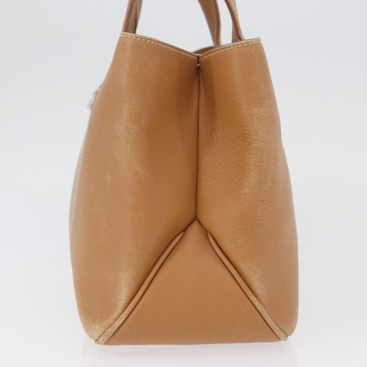 Salvatore Ferragamo Hand Bag Leather Beige Silver Auth BA11228