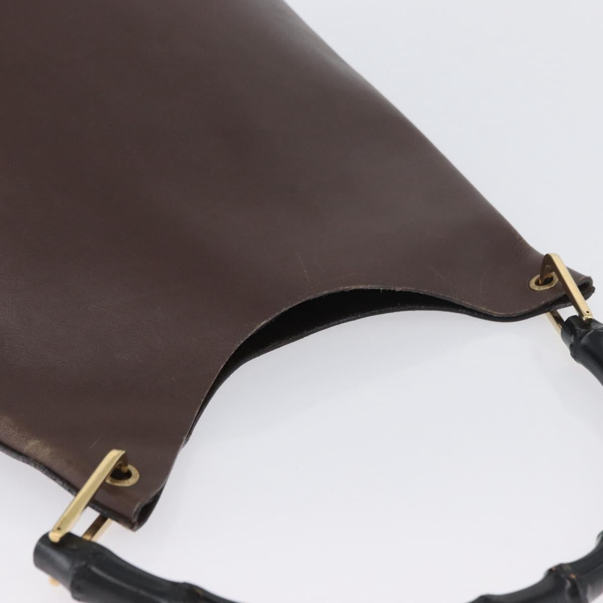 GUCCI Bamboo Shoulder Bag Leather Brown Gold 001 2058 1881 0 Auth BA11231