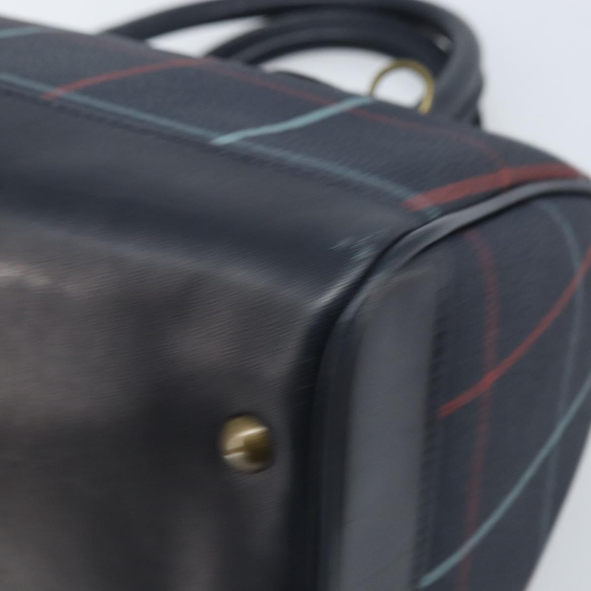 Burberrys Nova Check Boston Bag PVC Navy Gold Auth BA11232
