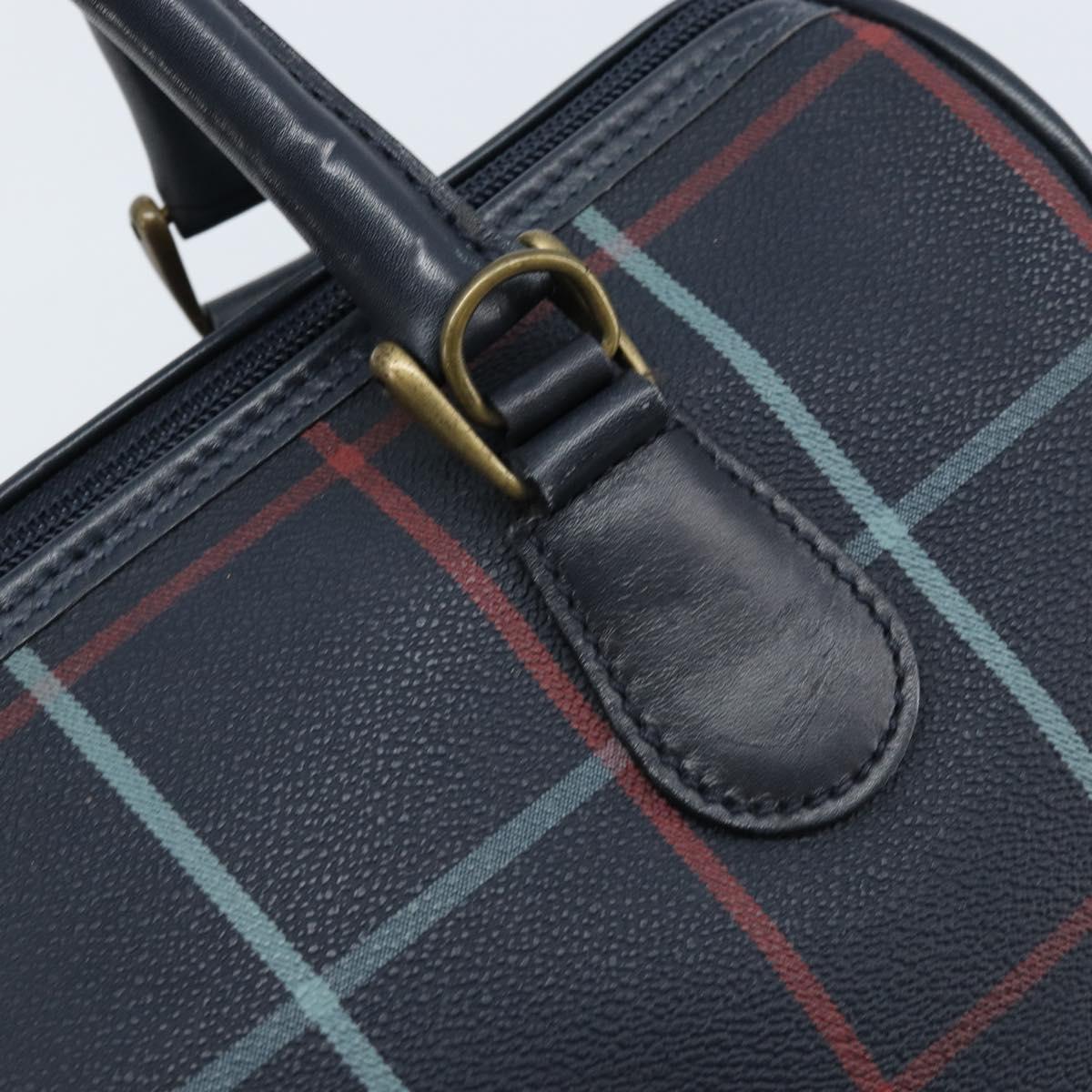 Burberrys Nova Check Boston Bag PVC Navy Gold Auth BA11232