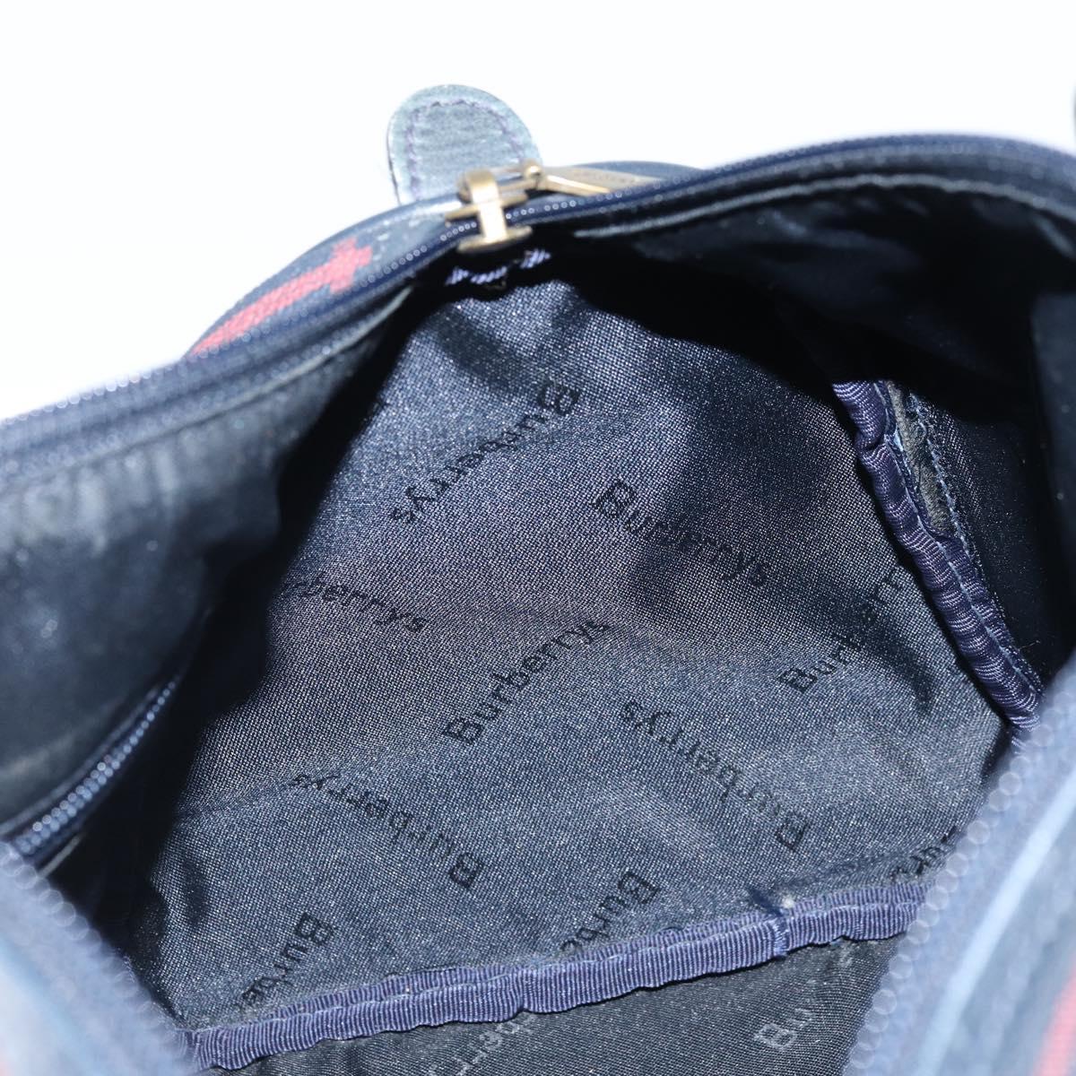 Burberrys Nova Check Boston Bag PVC Navy Gold Auth BA11232