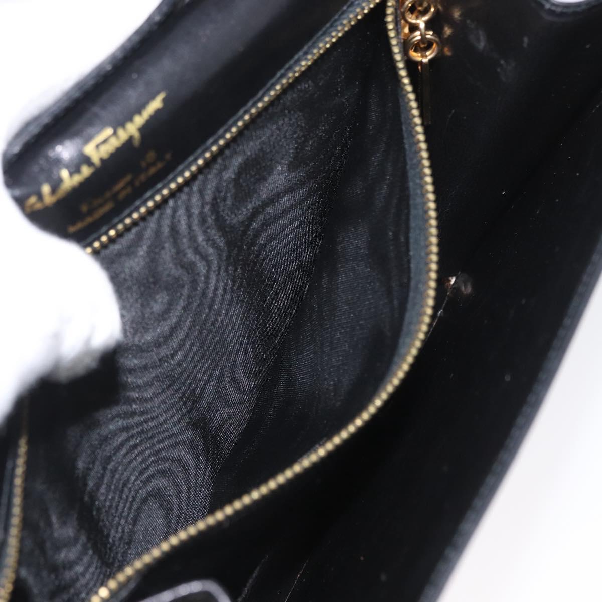 Salvatore Ferragamo Shoulder Bag Leather Black Gold Auth BA11236