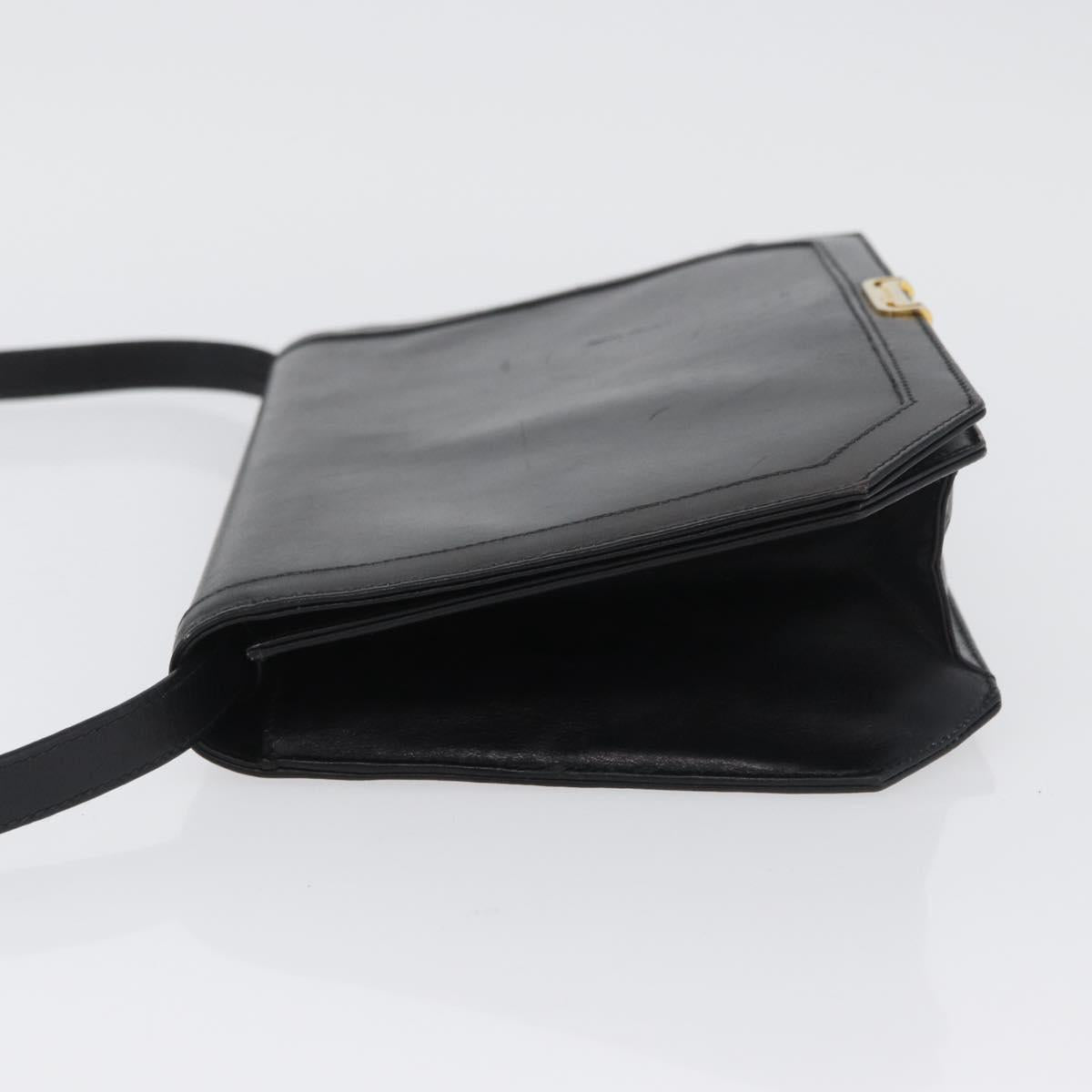 Salvatore Ferragamo Shoulder Bag Leather Black Gold Auth BA11236