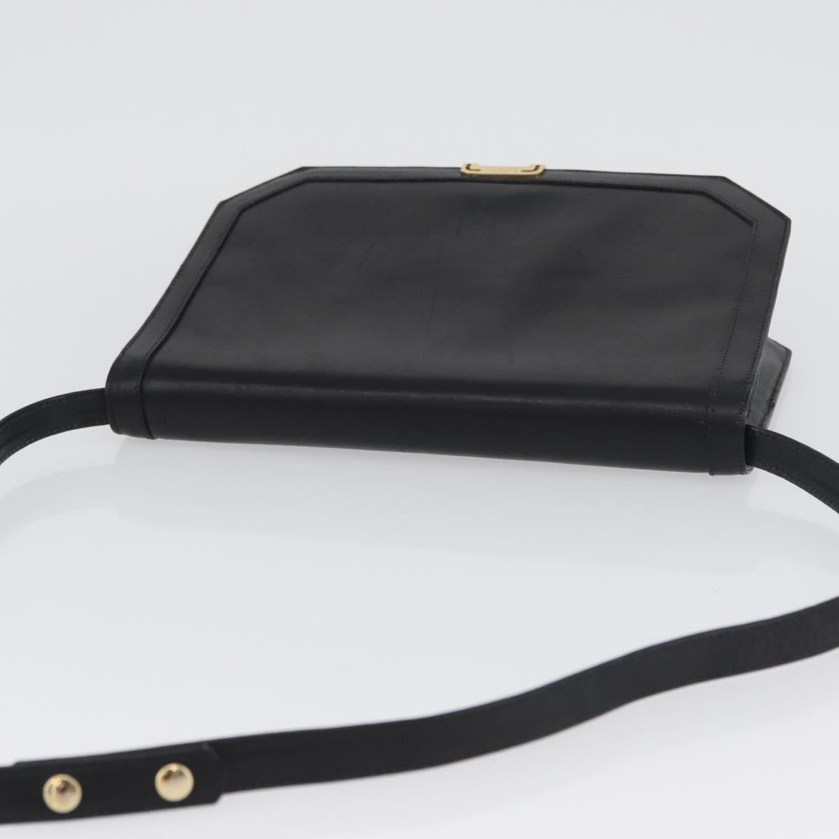 Salvatore Ferragamo Shoulder Bag Leather Black Gold Auth BA11236