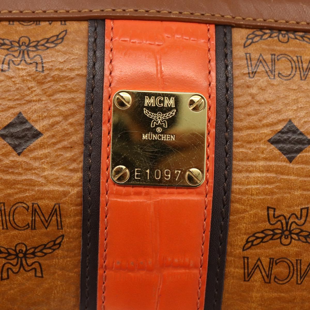 MCM Vicetos Logogram Shoulder Bag PVC Leather Brown Gold Auth BA11237