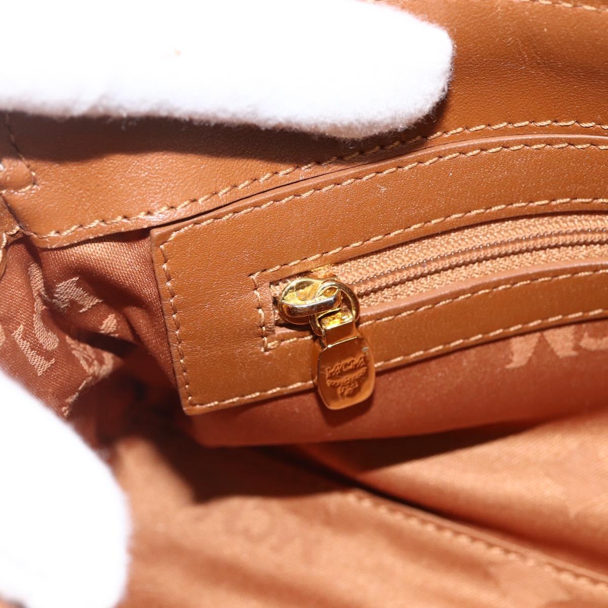 MCM Vicetos Logogram Shoulder Bag PVC Leather Brown Gold Auth BA11237
