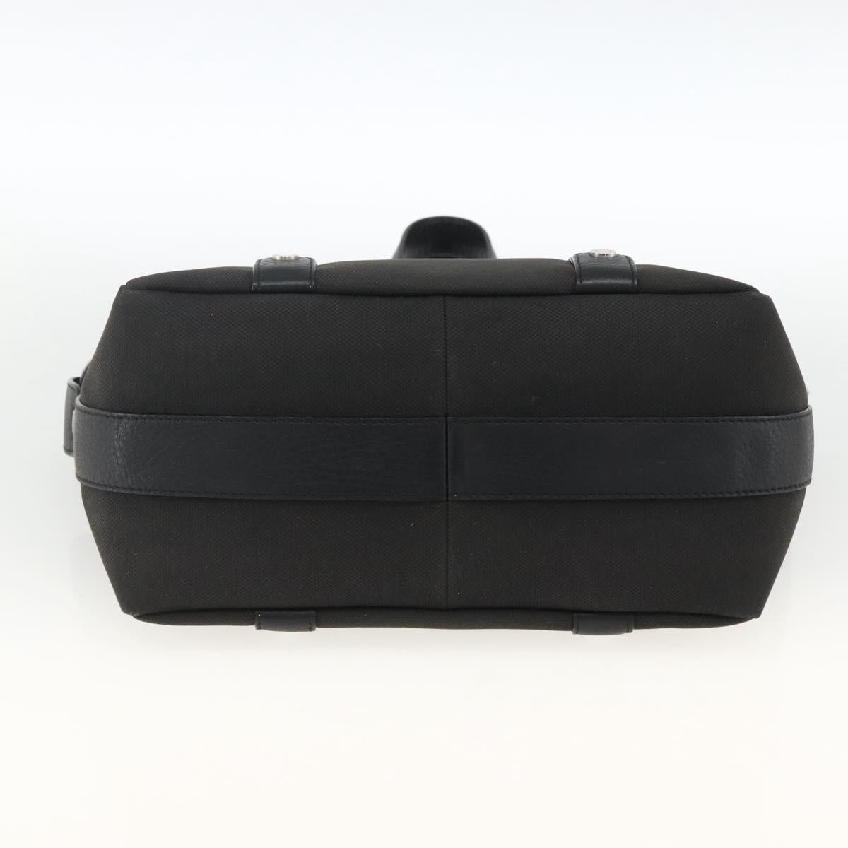 BVLGARI Hand Bag Canvas Leather Black Silver Auth BA11246