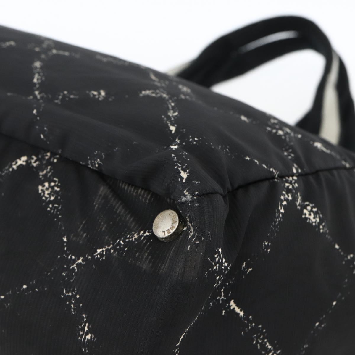 CHANEL Travel Line Tote Bag Nylon Black CC Auth BA11251