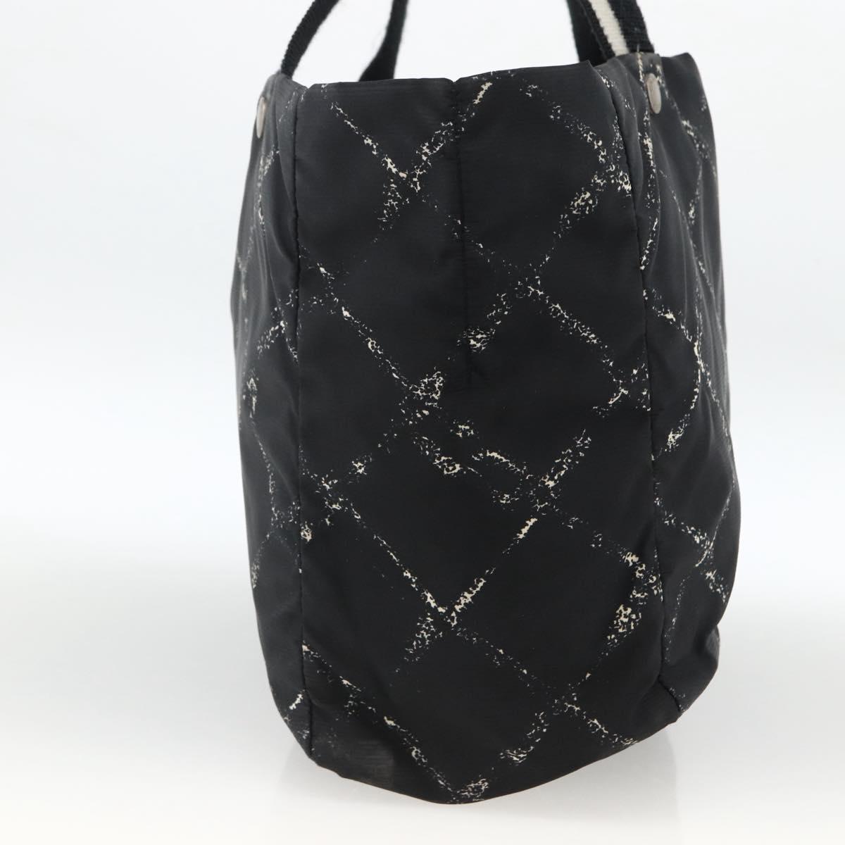 CHANEL Travel Line Tote Bag Nylon Black CC Auth BA11251