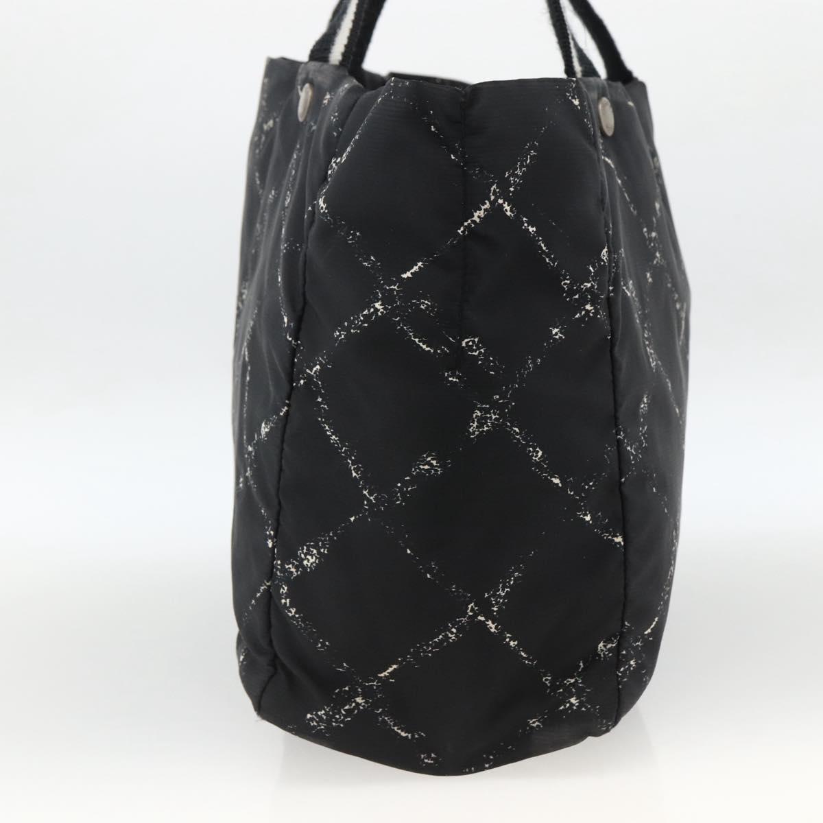 CHANEL Travel Line Tote Bag Nylon Black CC Auth BA11251