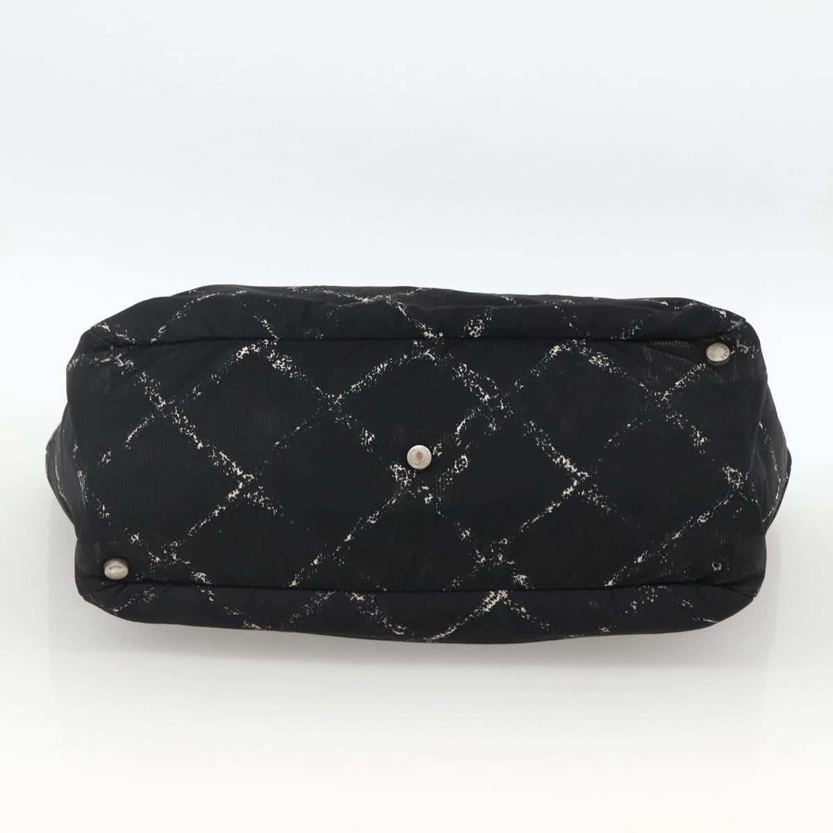 CHANEL Travel Line Tote Bag Nylon Black CC Auth BA11251