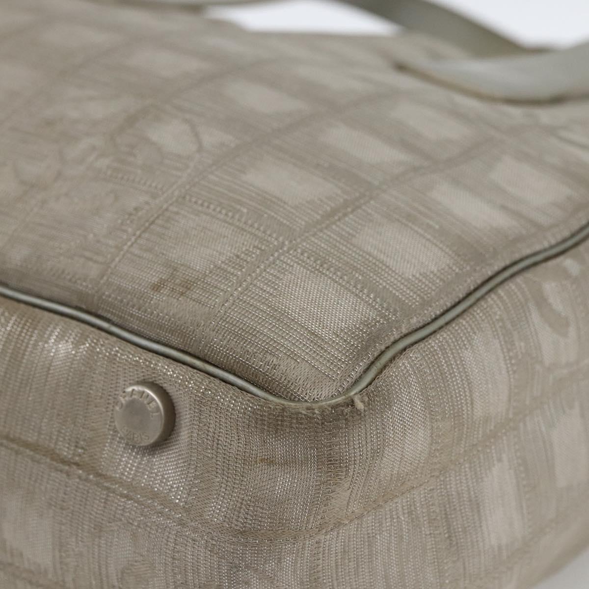 CHANEL New Travel Line Hand Bag Nylon Beige CC Auth BA11252