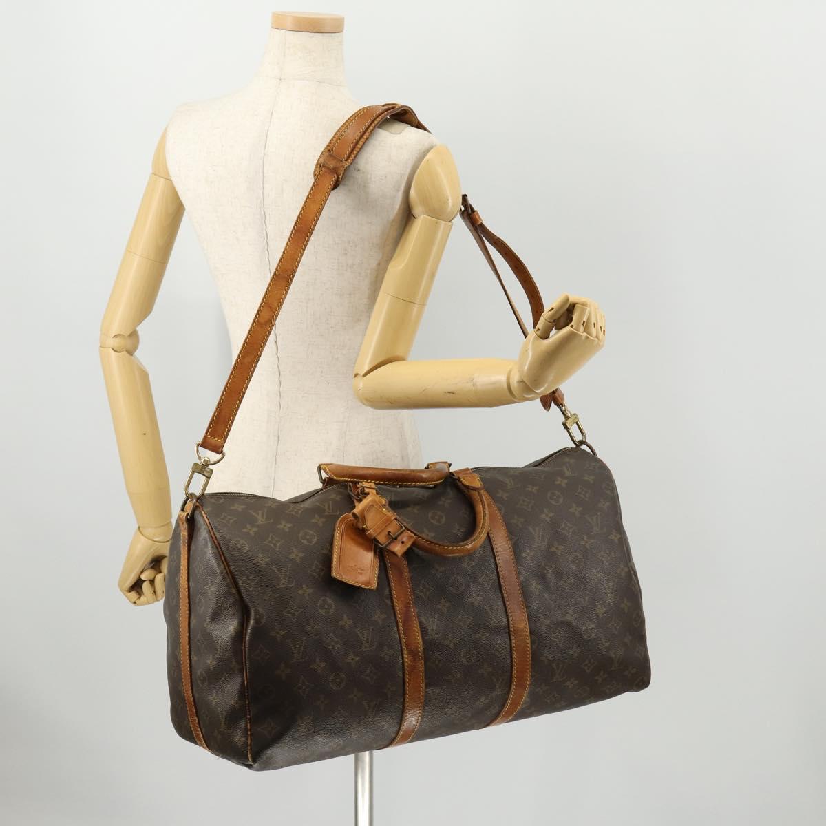 LOUIS VUITTON Monogram Keepall Bandouliere 50 Boston Bag M41416 LV Auth BA11258