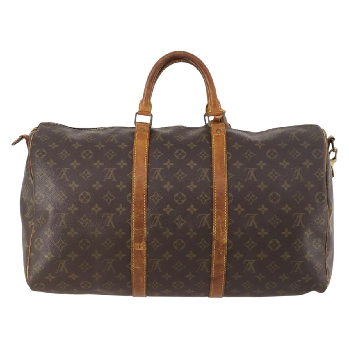 LOUIS VUITTON Monogram Keepall Bandouliere 50 Boston Bag M41416 LV Auth BA11258