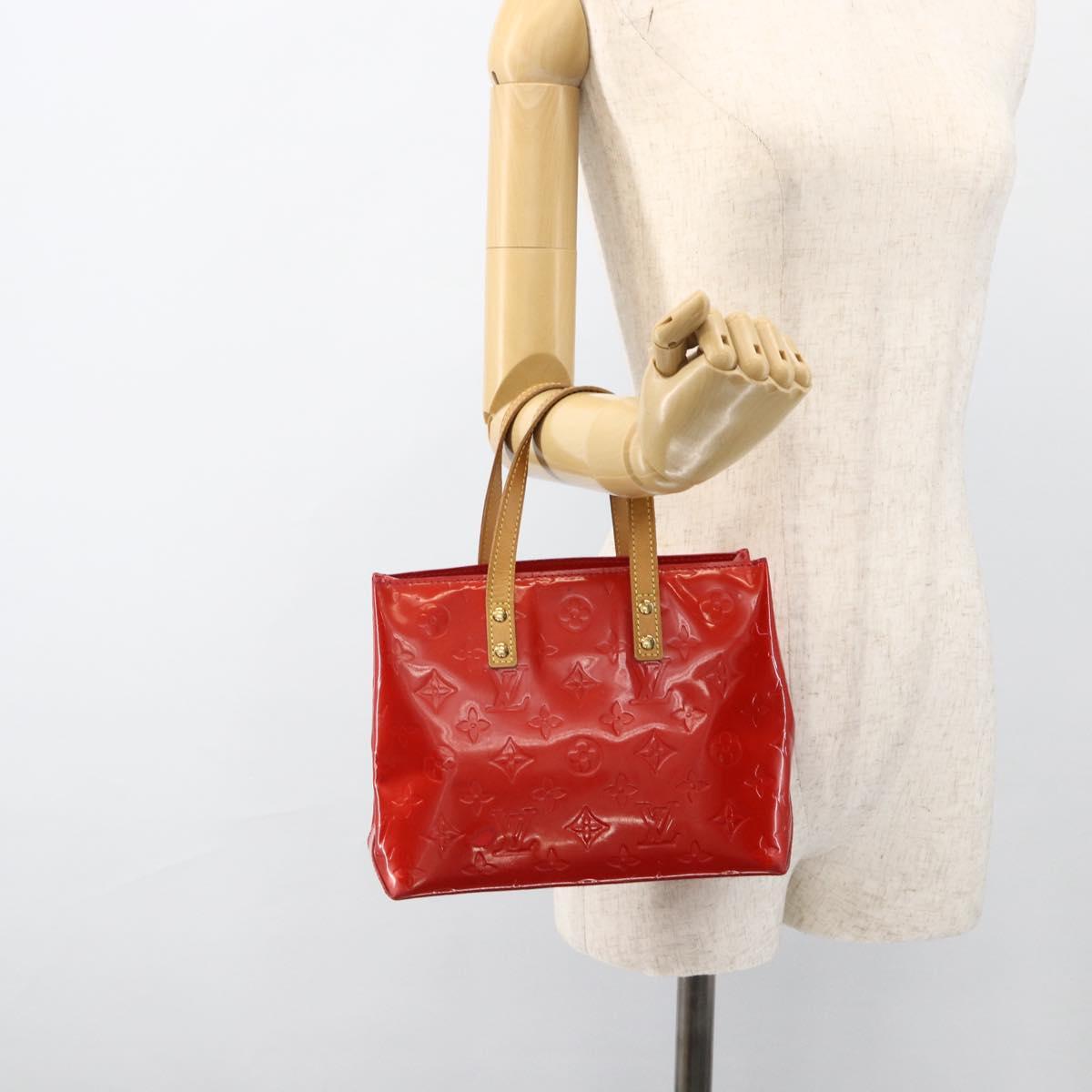 LOUIS VUITTON Monogram Vernis Reade PM Hand Bag Red Rouge M91088 LV Auth BA11260