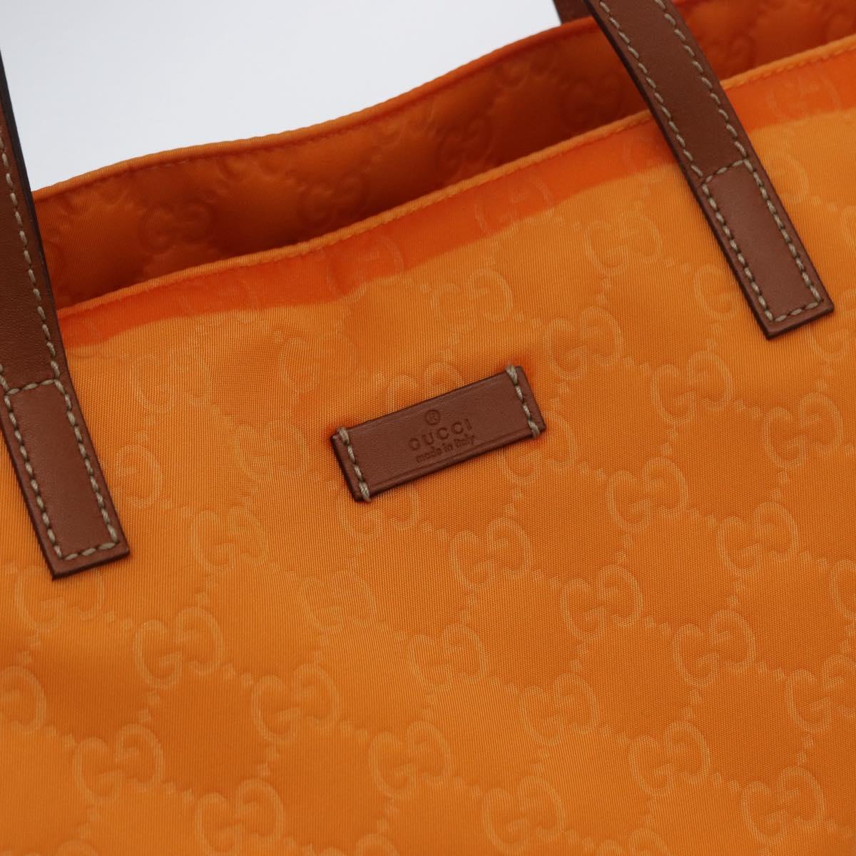 GUCCI GG Canvas Tote Bag Nylon Orange 282439 Auth BA11263