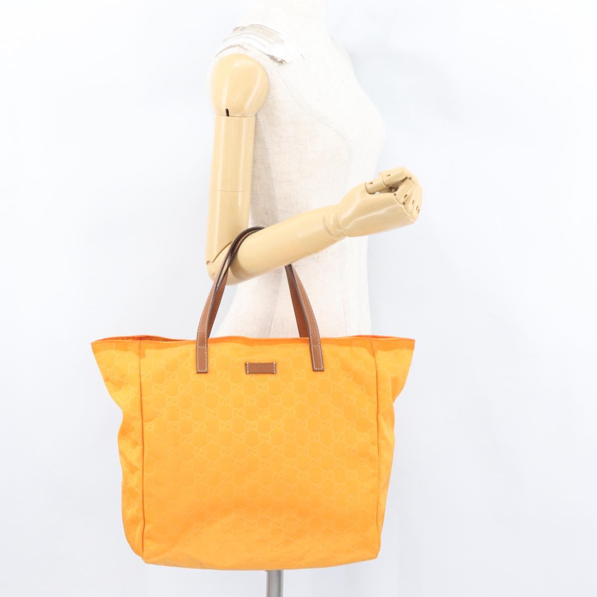 GUCCI GG Canvas Tote Bag Nylon Orange 282439 Auth BA11263