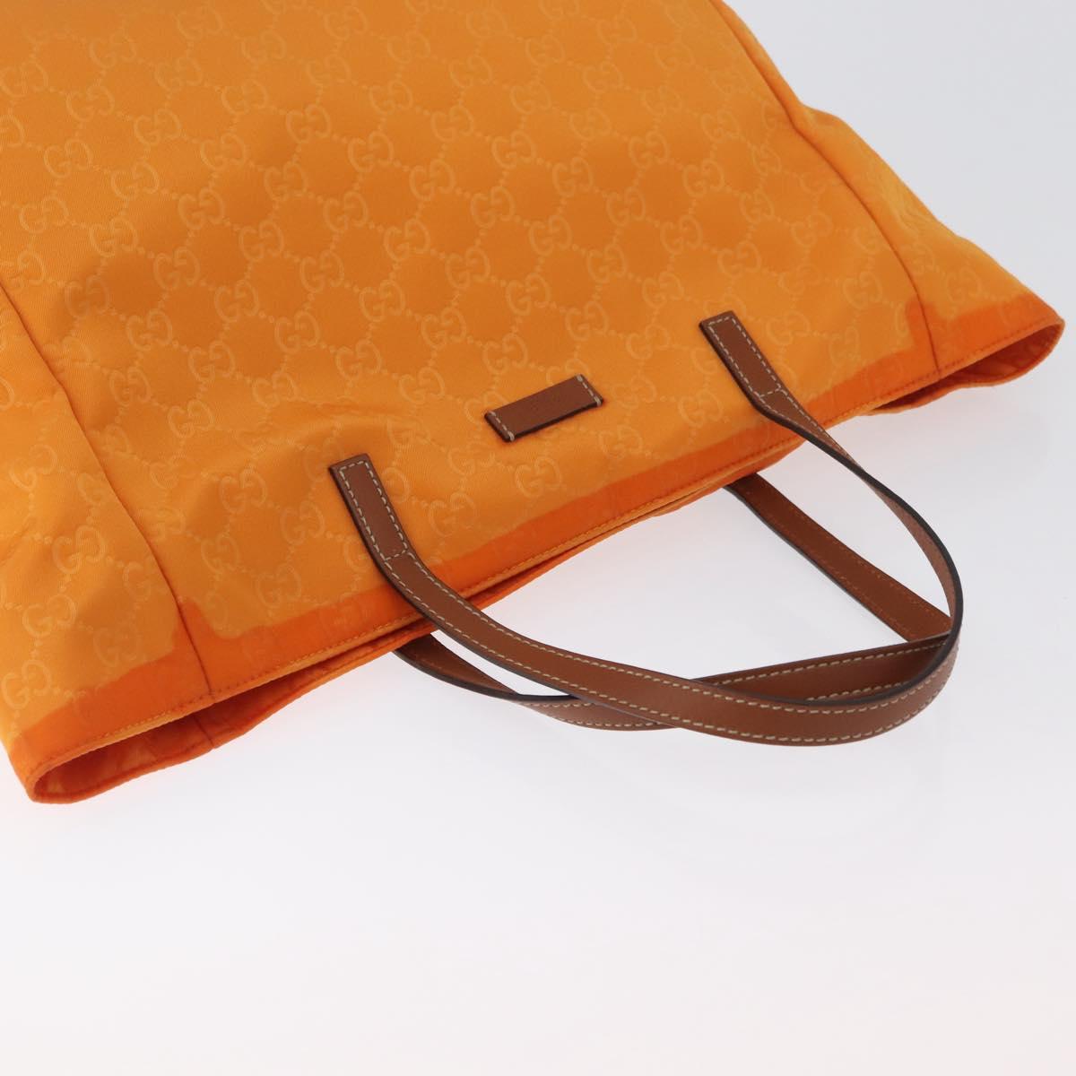 GUCCI GG Canvas Tote Bag Nylon Orange 282439 Auth BA11263