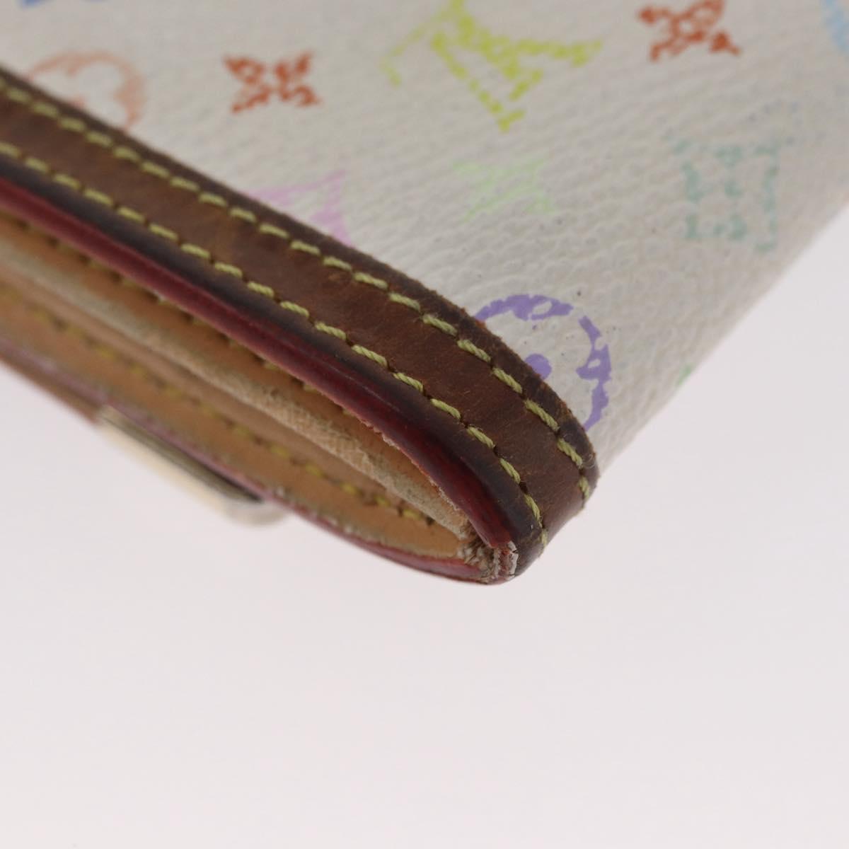 LOUIS VUITTON Multicolor Porte Monnaie Pla Coin Purse White M92657 Auth BA11269
