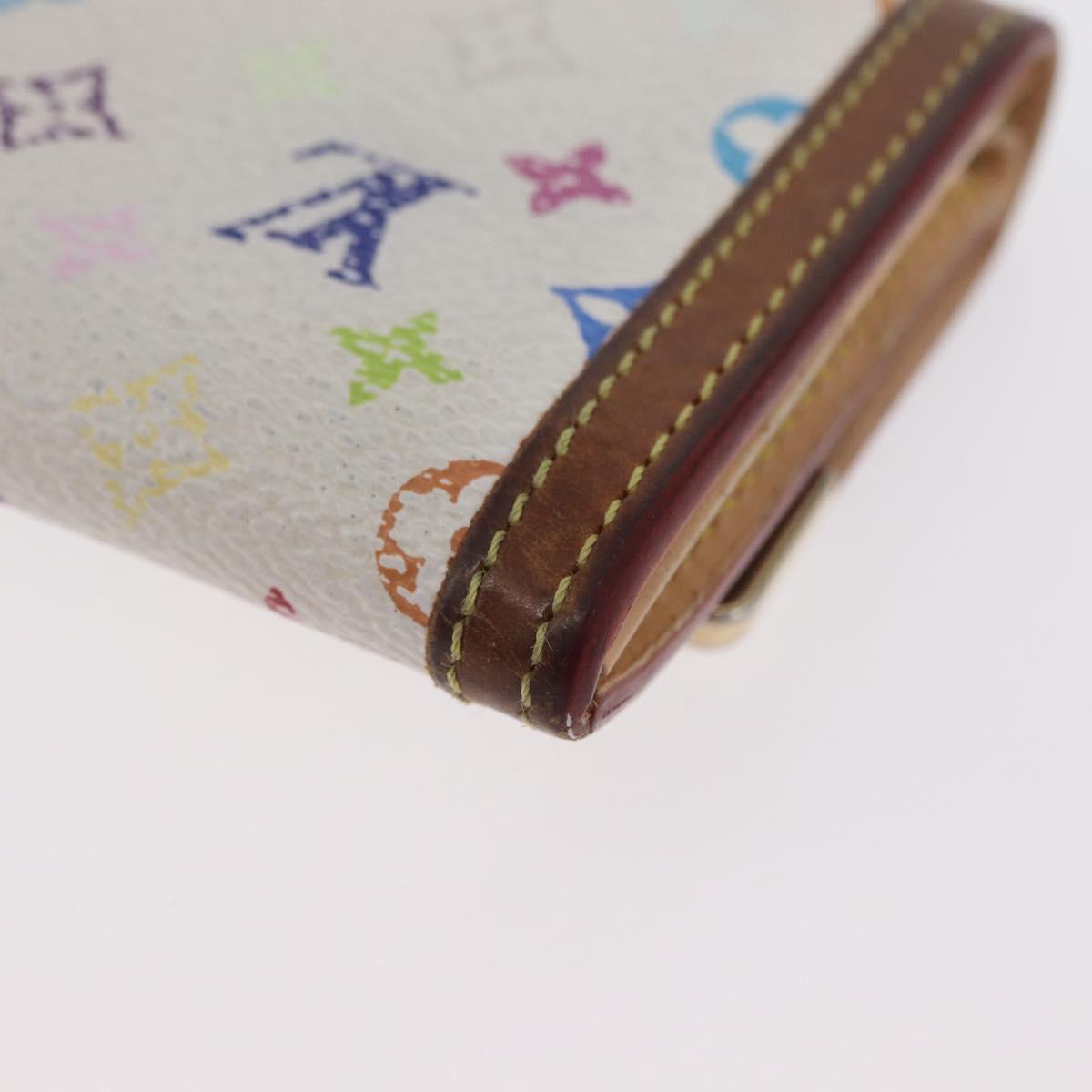 LOUIS VUITTON Multicolor Porte Monnaie Pla Coin Purse White M92657 Auth BA11269