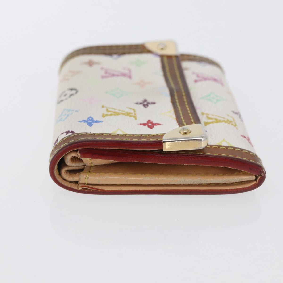 LOUIS VUITTON Multicolor Porte Monnaie Pla Coin Purse White M92657 Auth BA11269